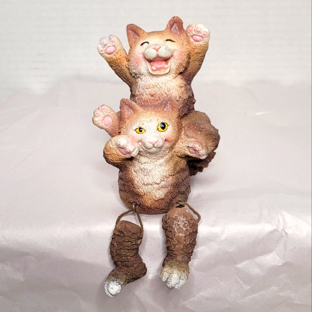 Adorable Jointed Shelf Sitter Kitty Stack Vintage